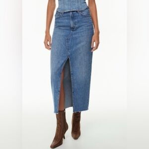 NWT Aritzia Denim Forum 90's Vintage Mid-Rise Pencil Maxi Jean Skirt